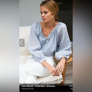 Emerson Fry Lucy Sky Blue Blouse size S EUC worn twice